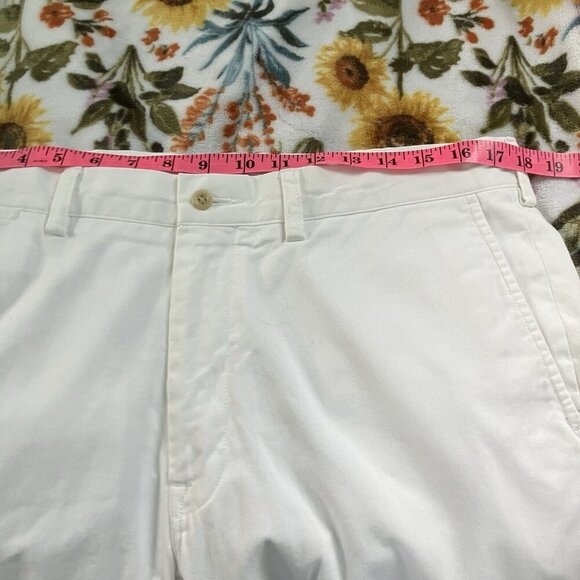 Polo Ralph Lauren Pants Mens 35 White Chino Trousers Flat Front Classic Fit - Picture 10 of 13
